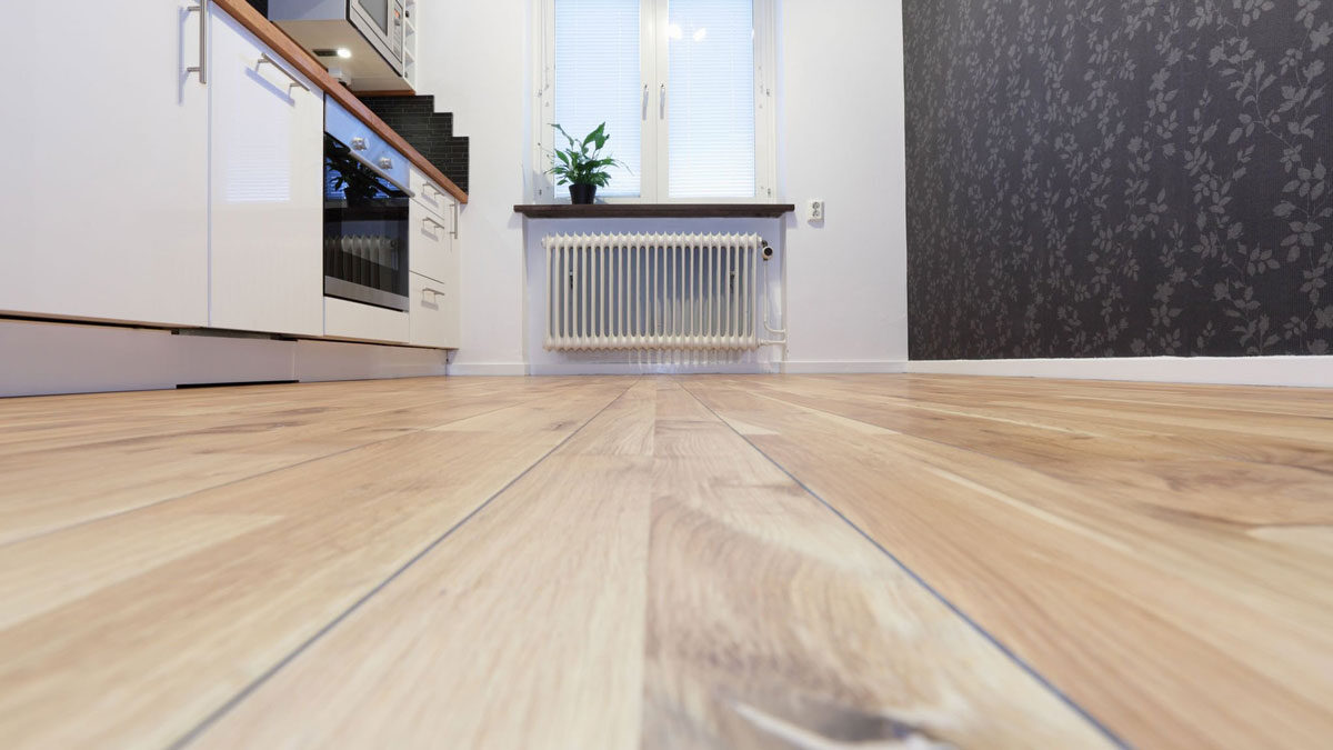 luxury vinyl flooring planks in a kitchen